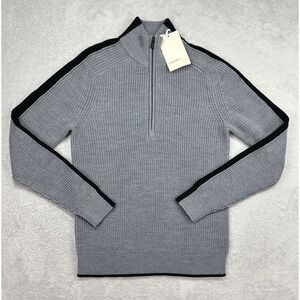 Icebreaker Wool Lodge Long Sleeve Half Zip Sweater Mens Medium Gray Sample Item